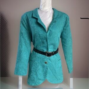 Vintage embroidered Teal Women's Blazer size 8